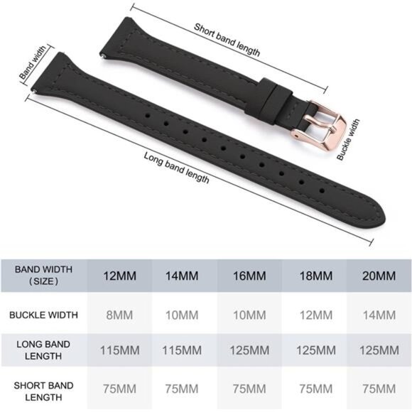 Christmas Gift Quick Release Leather Watch Bands for Women Ladies Watch Black main image 4